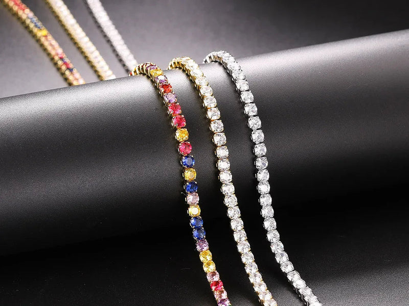 Classic Tennis Necklace with Shimmering Rhinestones-Gold 3mm-Kettenlänge 33cm-State of Style