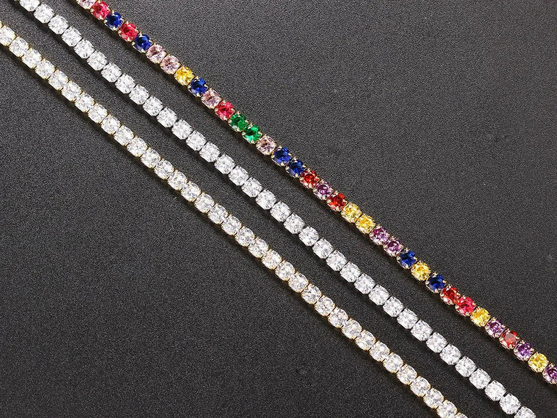 Classic Tennis Necklace with Shimmering Rhinestones-Gold 3mm-Kettenlänge 33cm-State of Style