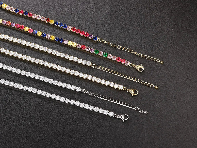 Classic Tennis Necklace with Shimmering Rhinestones-Gold 3mm-Kettenlänge 33cm-State of Style