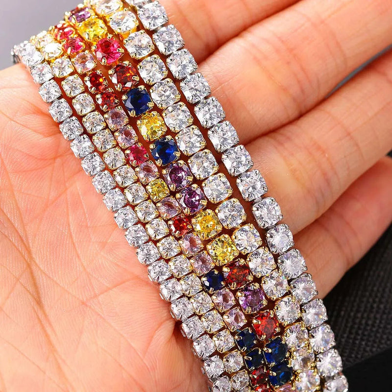 Classic Tennis Necklace with Shimmering Rhinestones-Gold 3mm-Kettenlänge 33cm-State of Style