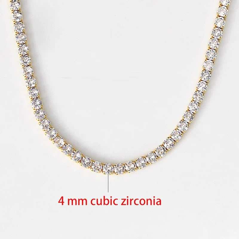 Classic Tennis Necklace with Shimmering Rhinestones-Gold 4mm-Kettenlänge 33cm-State of Style