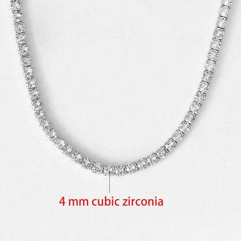 Classic Tennis Necklace with Shimmering Rhinestones-White gold 4mm-Kettenlänge 33cm-State of Style