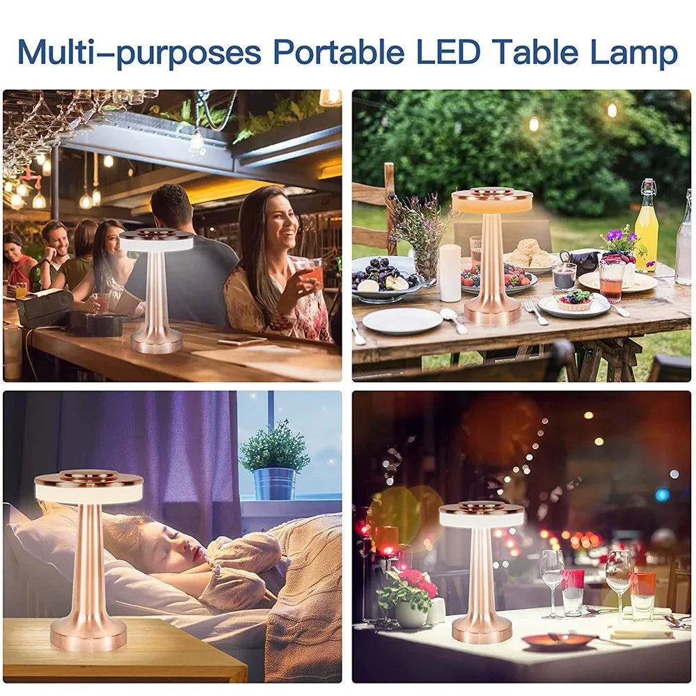 Classic Wireless Portable LED Table Lamp - LumiCrest-Silver-State of Style