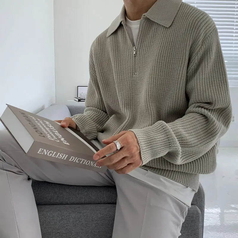 Classic Zipped Men's Sweater - Wellington-Black-XS-State of Style