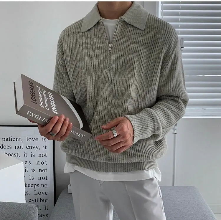 Classic Zipped Men's Sweater - Wellington-Grey-XS-State of Style