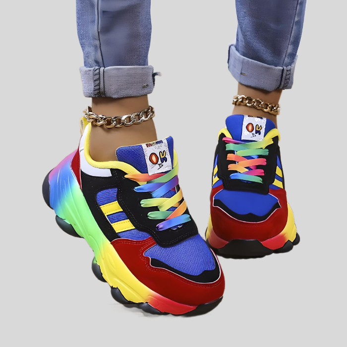 Classy – Multicoloured Lace-Up Running Shoes-Blue-3.0-State of Style