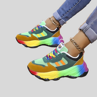 Classy – Multicoloured Lace-Up Running Shoes-Green-3.0-State of Style