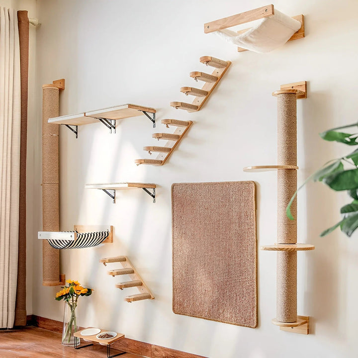 Climbing Wall Shelf for Cats with Scratching Post - ClimbPaws-Striped Cat Hammock-State of Style