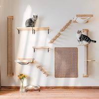 Climbing Wall Shelf for Cats with Scratching Post - ClimbPaws-Striped Cat Hammock-State of Style