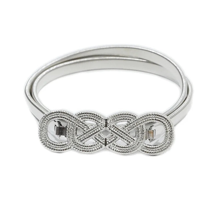 Cloud Double Buckle Fashion Belt-Tiffany Silver-State of Style