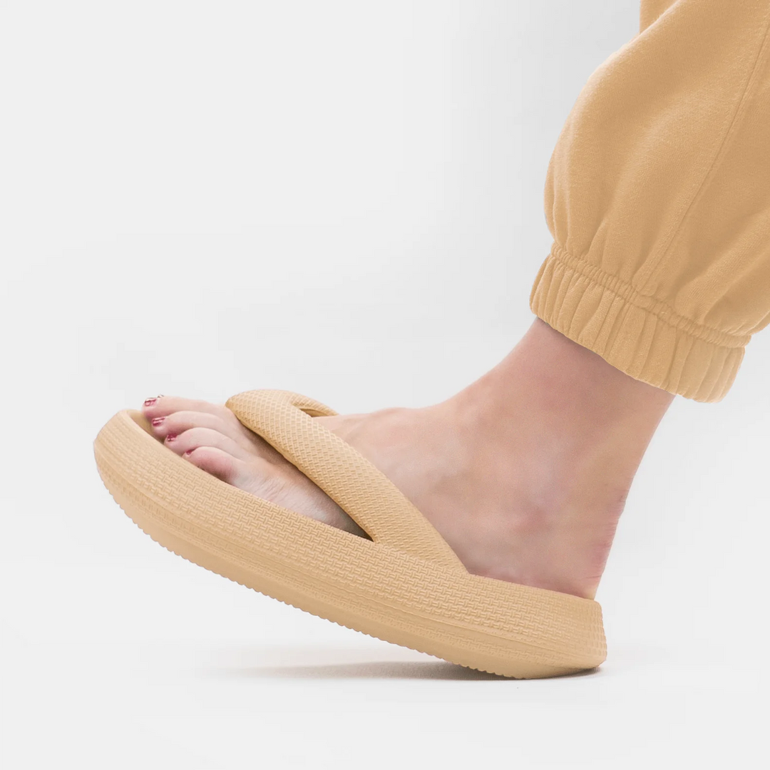 Cloud Soft Unisex Comfort Flip Flops – Leona-Beige-3.5-4.5-State of Style