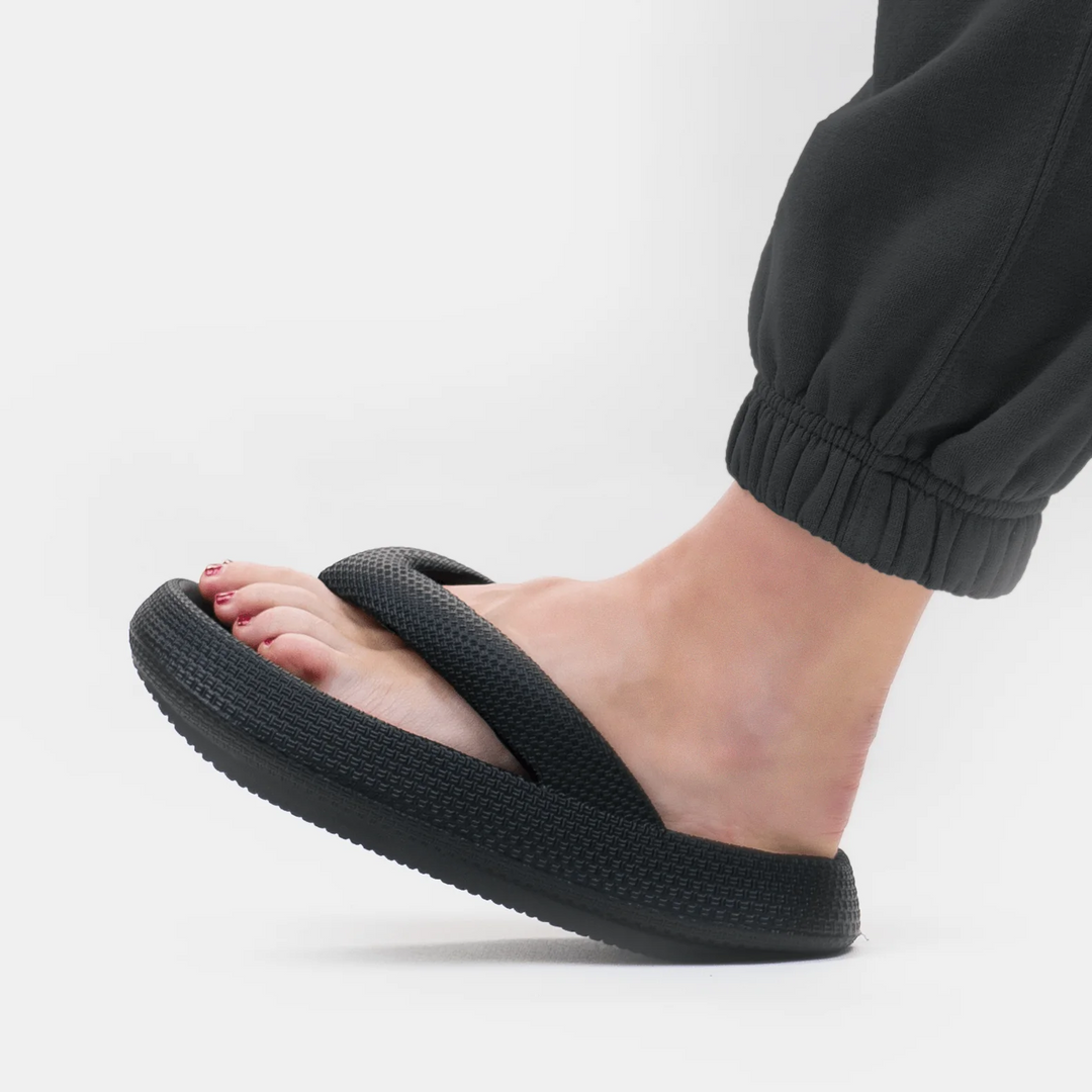 Cloud Soft Unisex Comfort Flip Flops – Leona-Black-3.5-4.5-State of Style