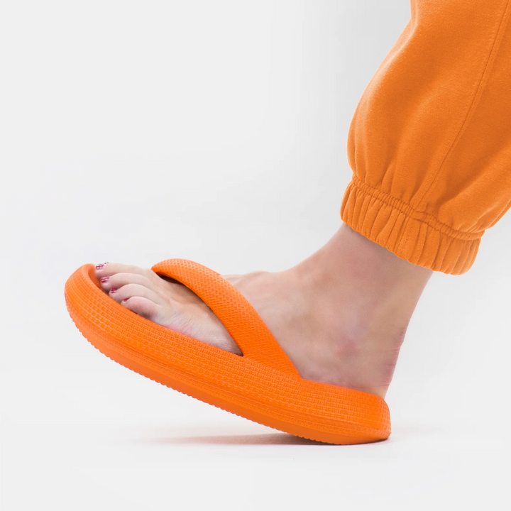 Cloud Soft Unisex Comfort Flip Flops – Leona-Orange-3.5-4.5-State of Style
