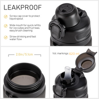 Collapsible 600 ml Silicone Water Bottle - Leakproof & BPA-free-Black-State of Style