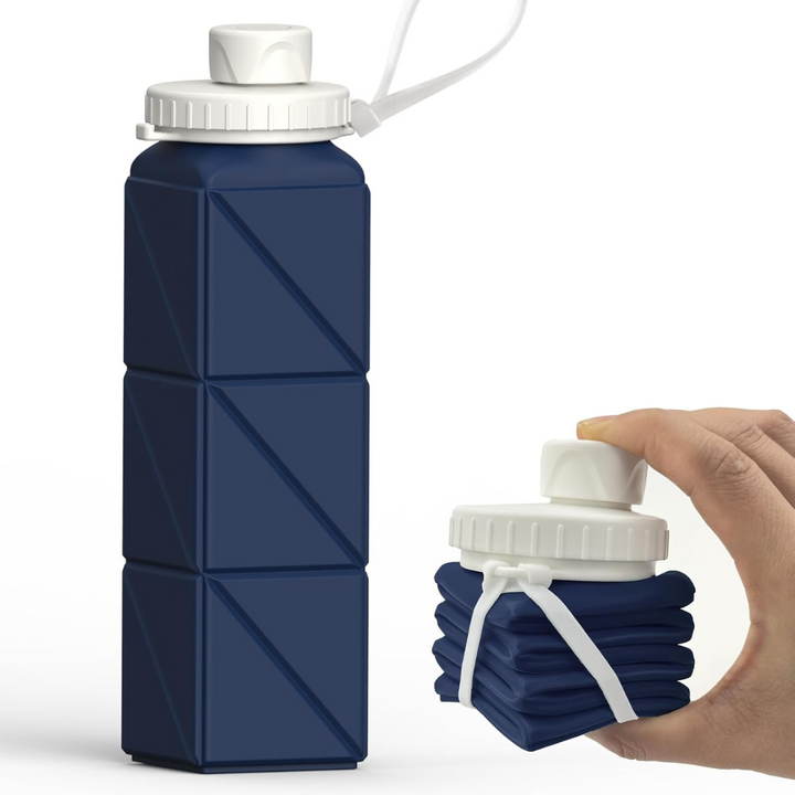 Collapsible Silicone Bottle – 610ml, Leak-proof & Portable-Dark Blue-State of Style