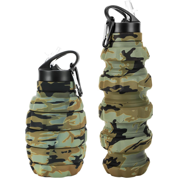 Collapsible Travel Water Bottle - 575 ML Reusable Silicone-Desert Camouflage-State of Style