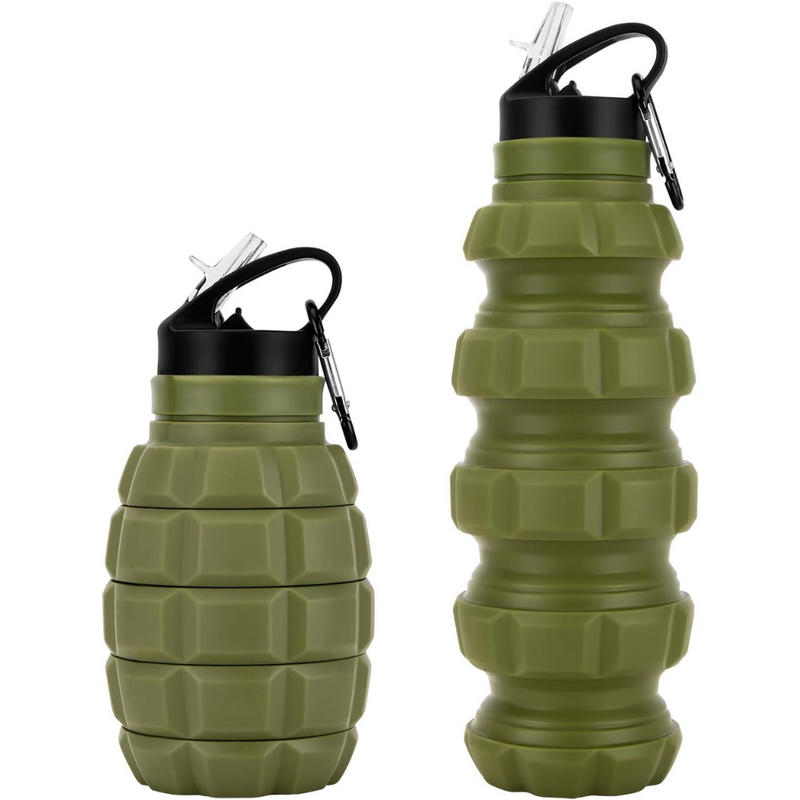Collapsible Travel Water Bottle - 575 ML Reusable Silicone-Green-State of Style