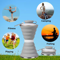 Collapsible Water Bottle with Carabiner-Black-State of Style