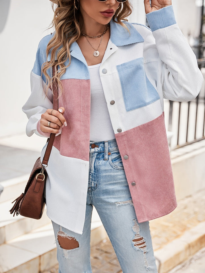 Colorful Button-Up Blouse - Lina-Green/Pink-S-State of Style