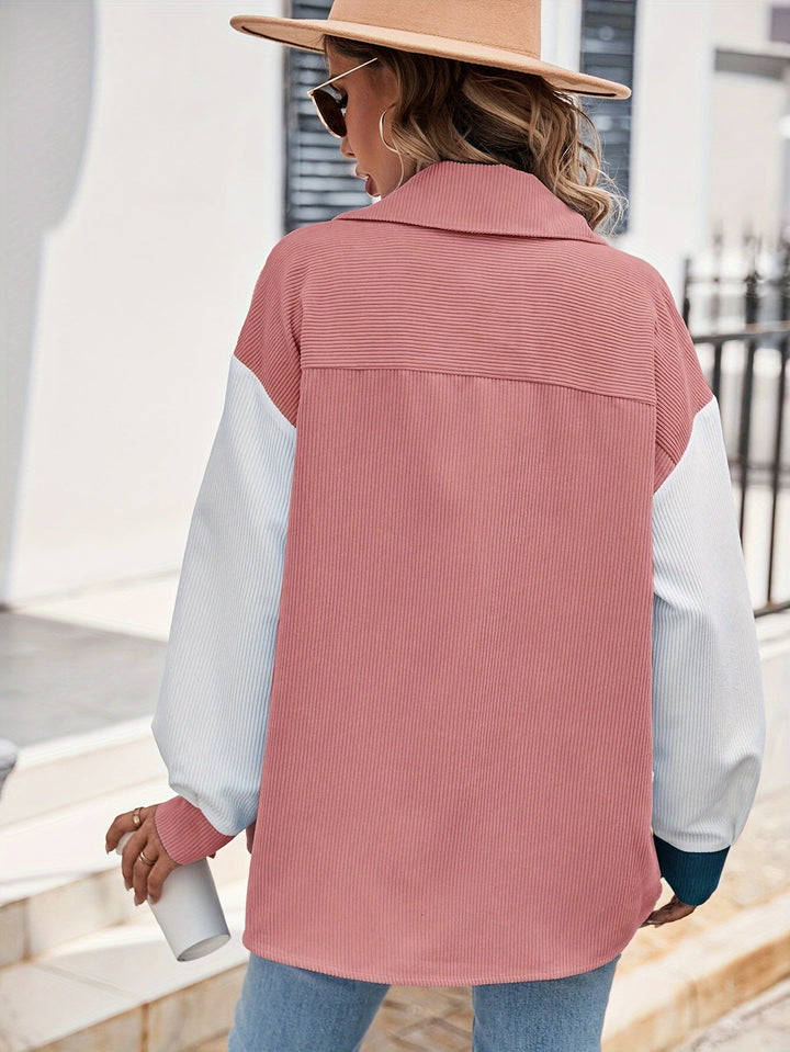 Colorful Button-Up Blouse - Lina-Green/Pink-S-State of Style