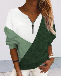 Colour Block Zip Sweatshirt - Dana-Green-S-State of Style