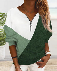 Colour Block Zip Sweatshirt - Dana-Grey-S-State of Style