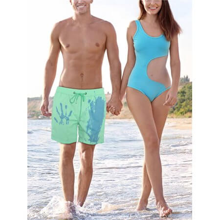 Colour-changing men's swimming shorts with thermal effect – Summer highlight 2025-Green-S-State of Style