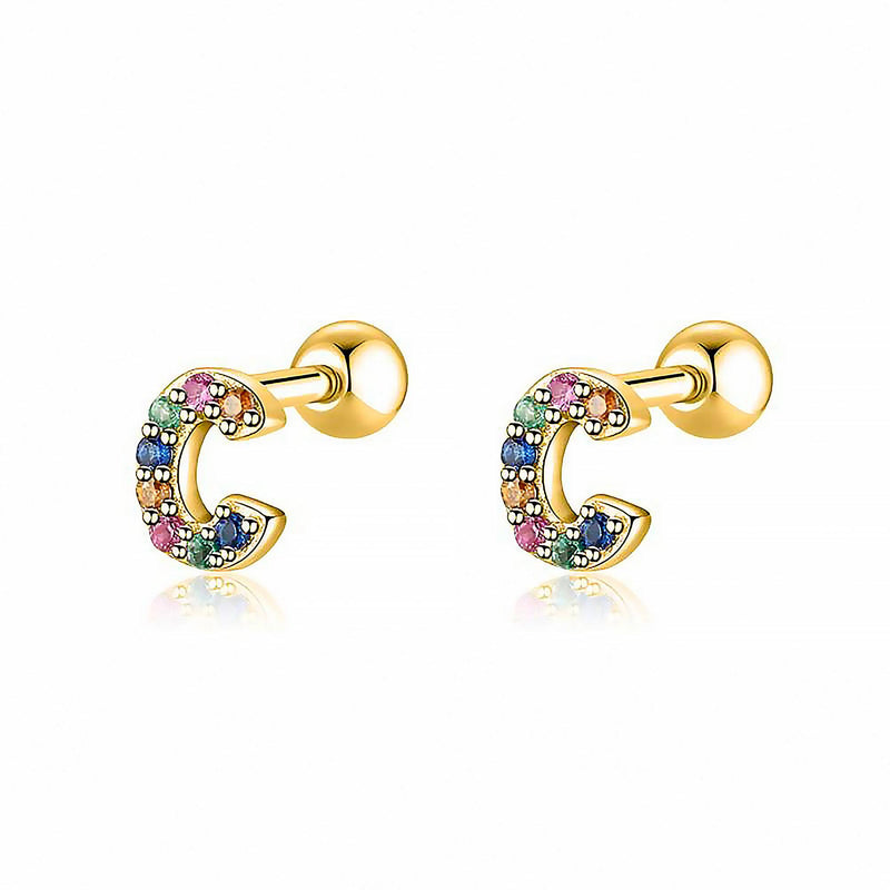 Coloured Letter Earrings - Letria-C-Gold-State of Style