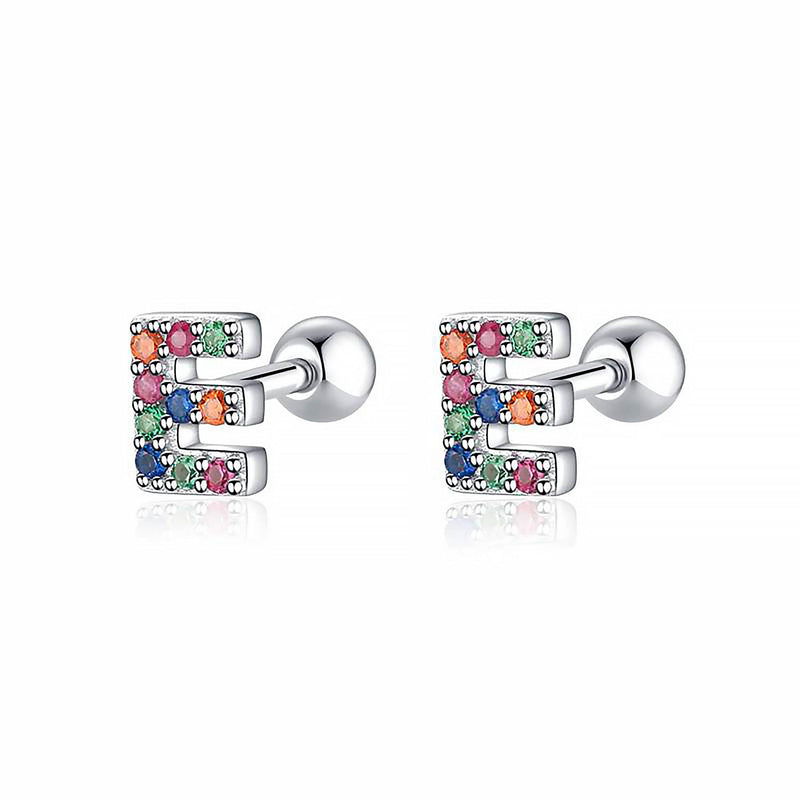 Coloured Letter Earrings - Letria-E-Silver-State of Style