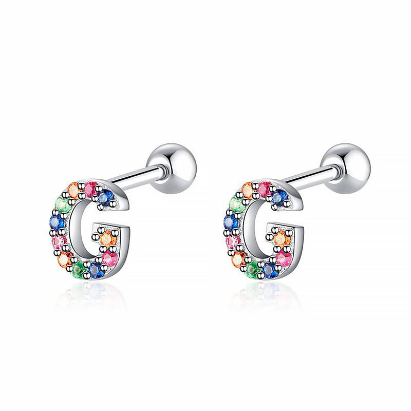 Coloured Letter Earrings - Letria-G-Silver-State of Style