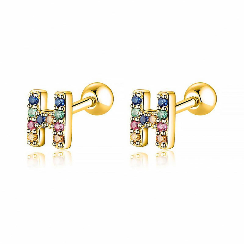 Coloured Letter Earrings - Letria-H-Gold-State of Style
