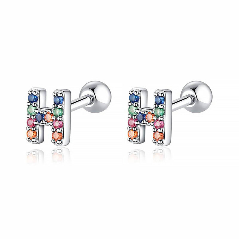 Coloured Letter Earrings - Letria-H-Silver-State of Style