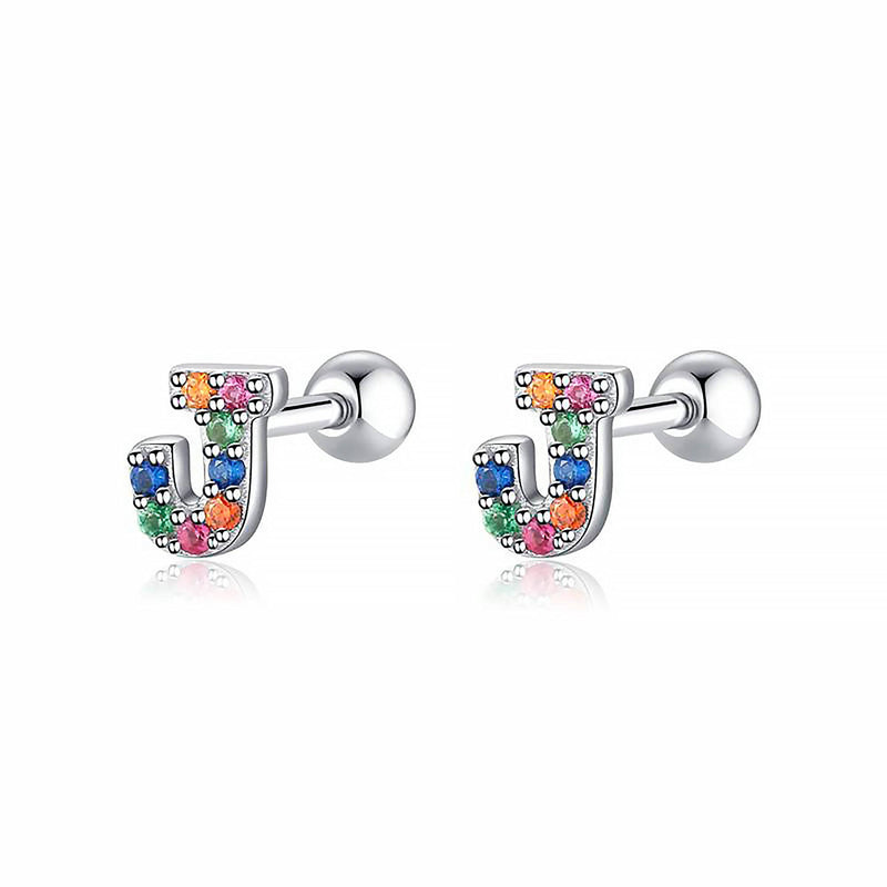 Coloured Letter Earrings - Letria-J-Silver-State of Style