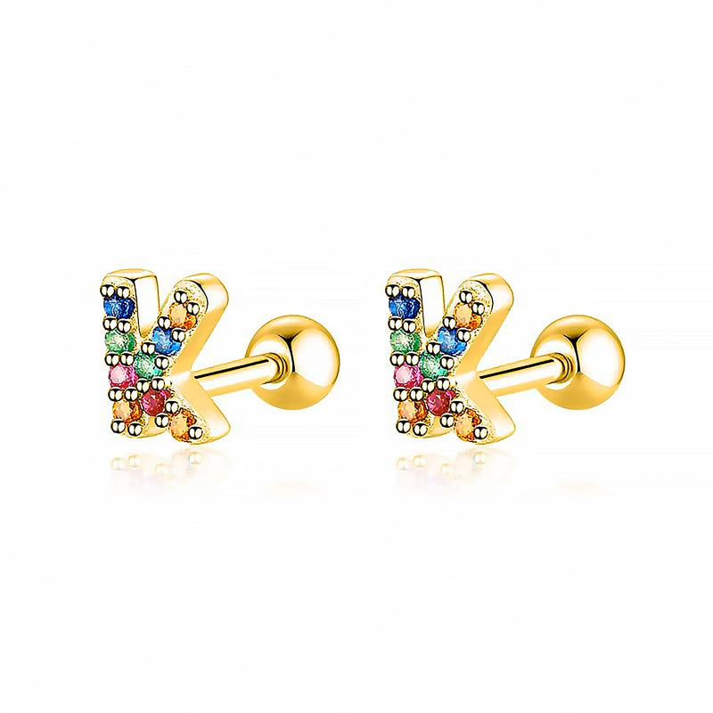 Coloured Letter Earrings - Letria-K-Gold-State of Style