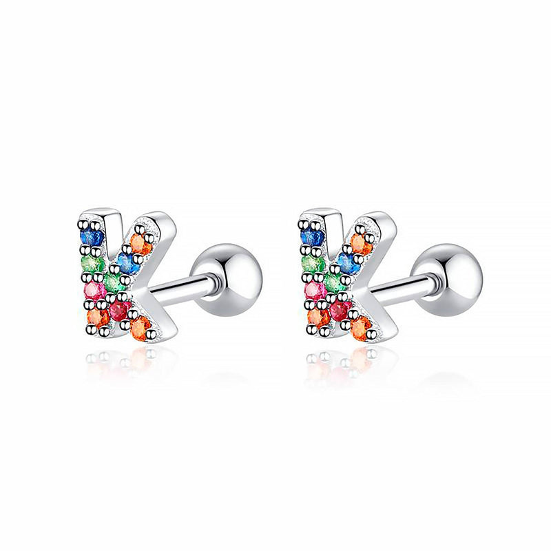 Coloured Letter Earrings - Letria-K-Silver-State of Style