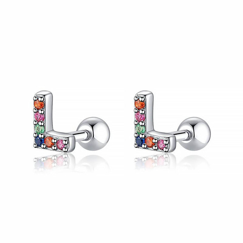 Coloured Letter Earrings - Letria-L-Silver-State of Style