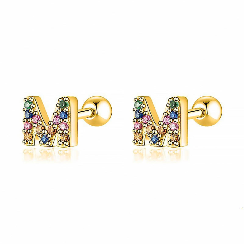 Coloured Letter Earrings - Letria-M-Gold-State of Style