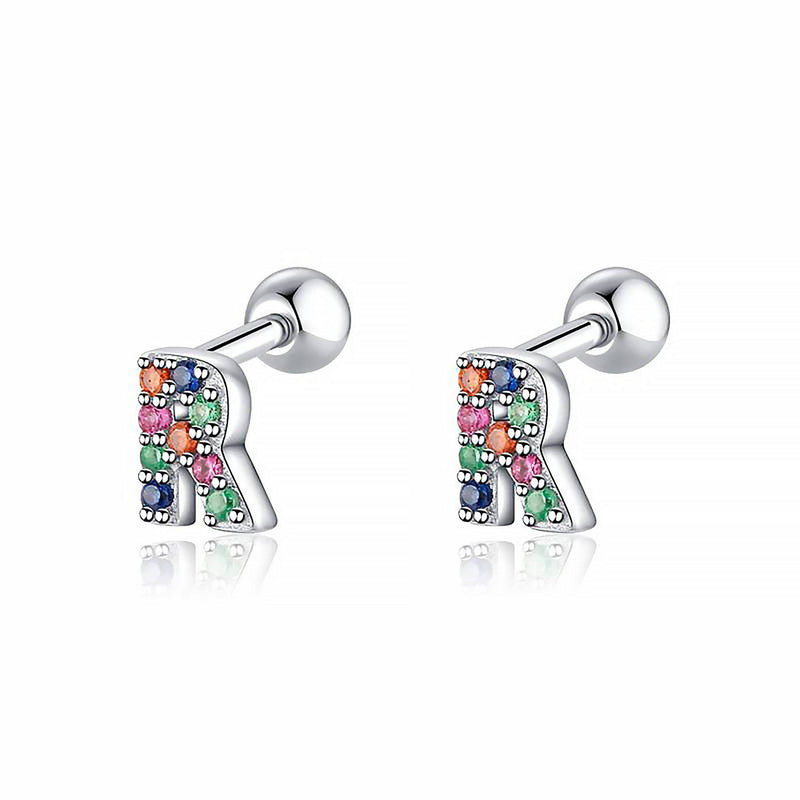 Coloured Letter Earrings - Letria-R-Silver-State of Style