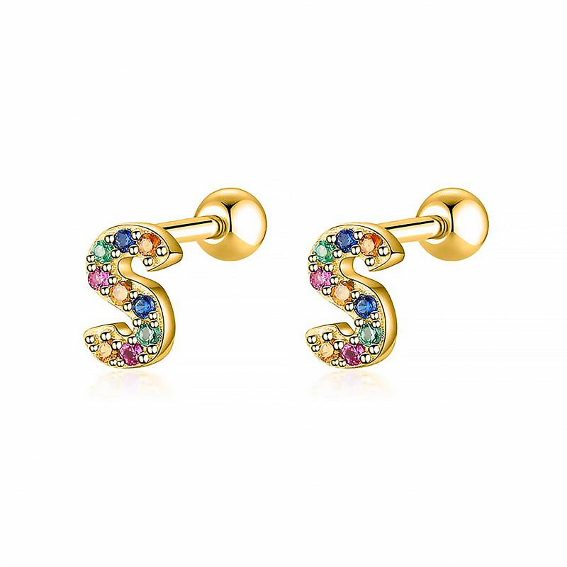Coloured Letter Earrings - Letria-S-Gold-State of Style