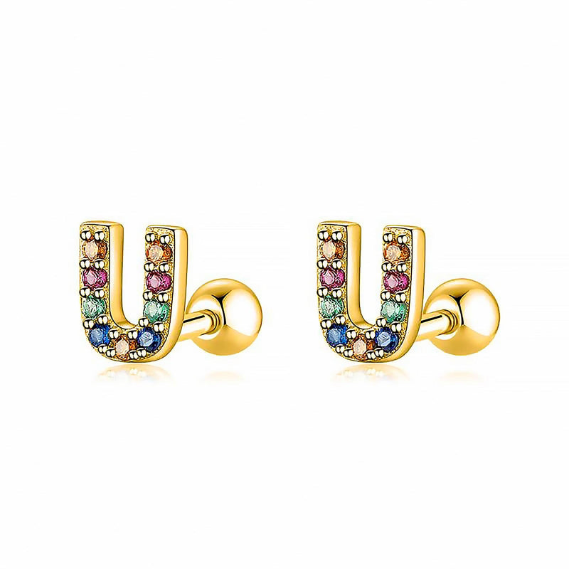 Coloured Letter Earrings - Letria-U-Gold-State of Style