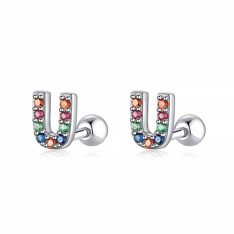 Coloured Letter Earrings - Letria-U-Silver-State of Style