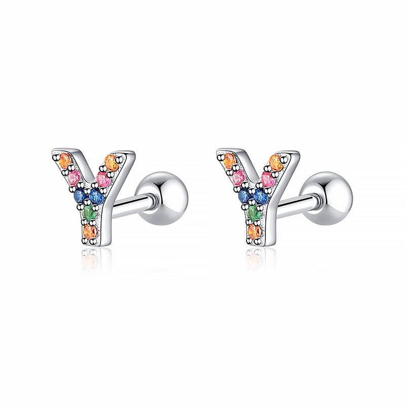 Coloured Letter Earrings - Letria-Y-Silver-State of Style