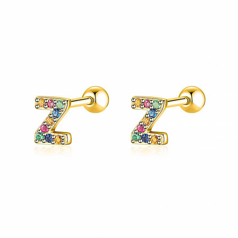 Coloured Letter Earrings - Letria-Z-Gold-State of Style