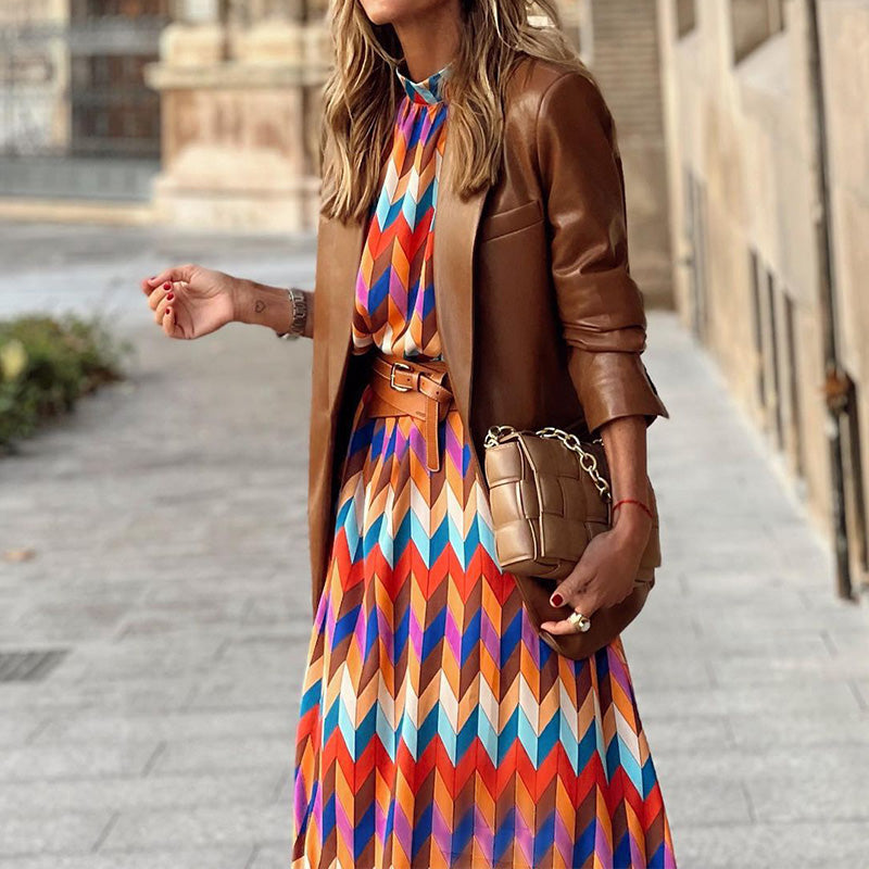 Coloured Print Midi Dress - Sophia-S-State of Style
