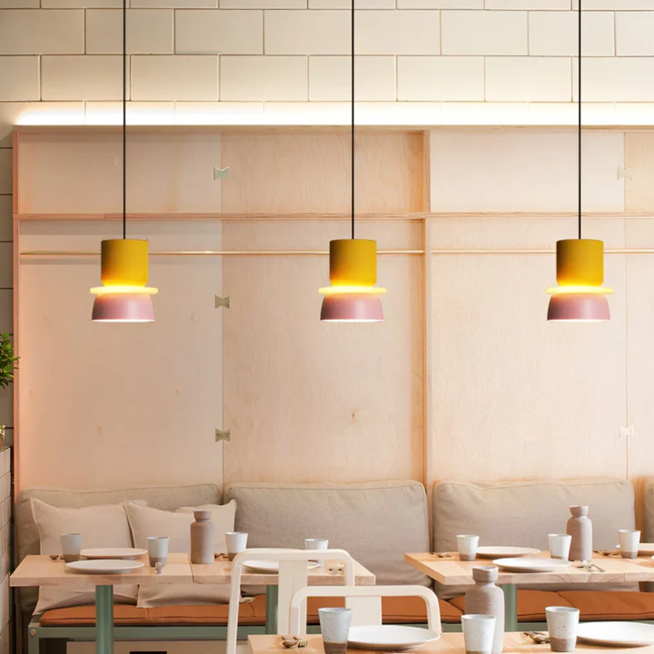 Colourful and Trendy Macaron LED Pendant Light - VividGlow-Yellow-Pink-State of Style