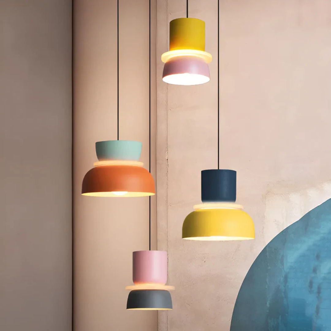 Colourful and Trendy Macaron LED Pendant Light - VividGlow-Yellow-Pink-State of Style