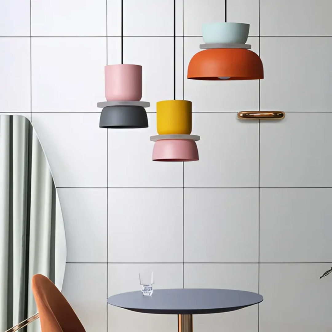 Colourful and Trendy Macaron LED Pendant Light - VividGlow-Yellow-Pink-State of Style