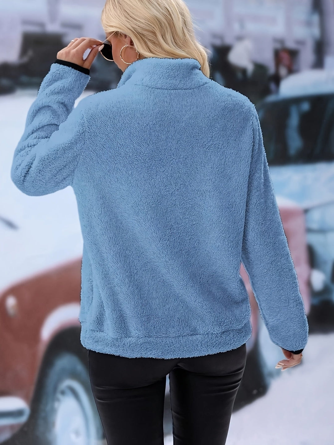Colourful Half-Zip Sweatshirt - Vera-White-S-State of Style