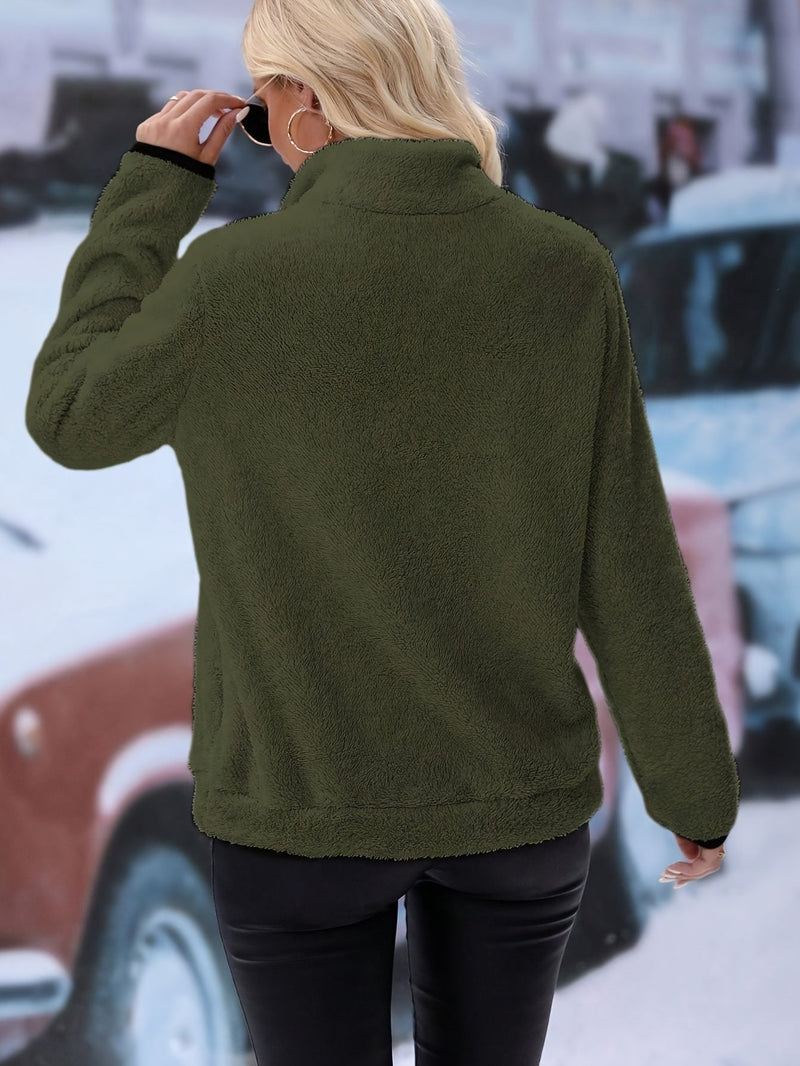 Colourful Half-Zip Sweatshirt - Vera-White-S-State of Style