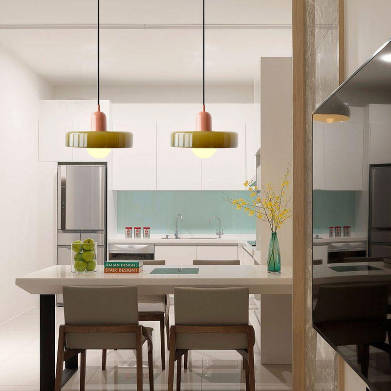 Colourful Pendant Lamp in Bauhaus Style - StiloGlas-Red-Green-25 x 18 cm-State of Style